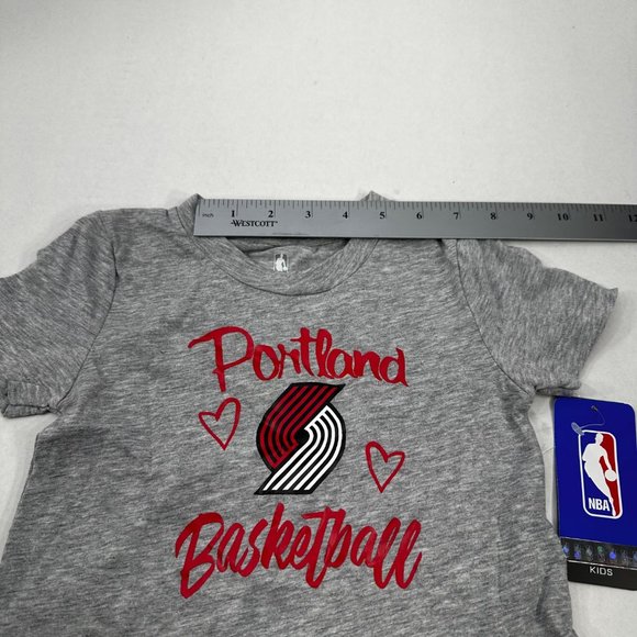 NBA Girl's Size 4T Portland Basketball Ruffle Layered Short Sleeve Dress Gray - Picture 9 of 16